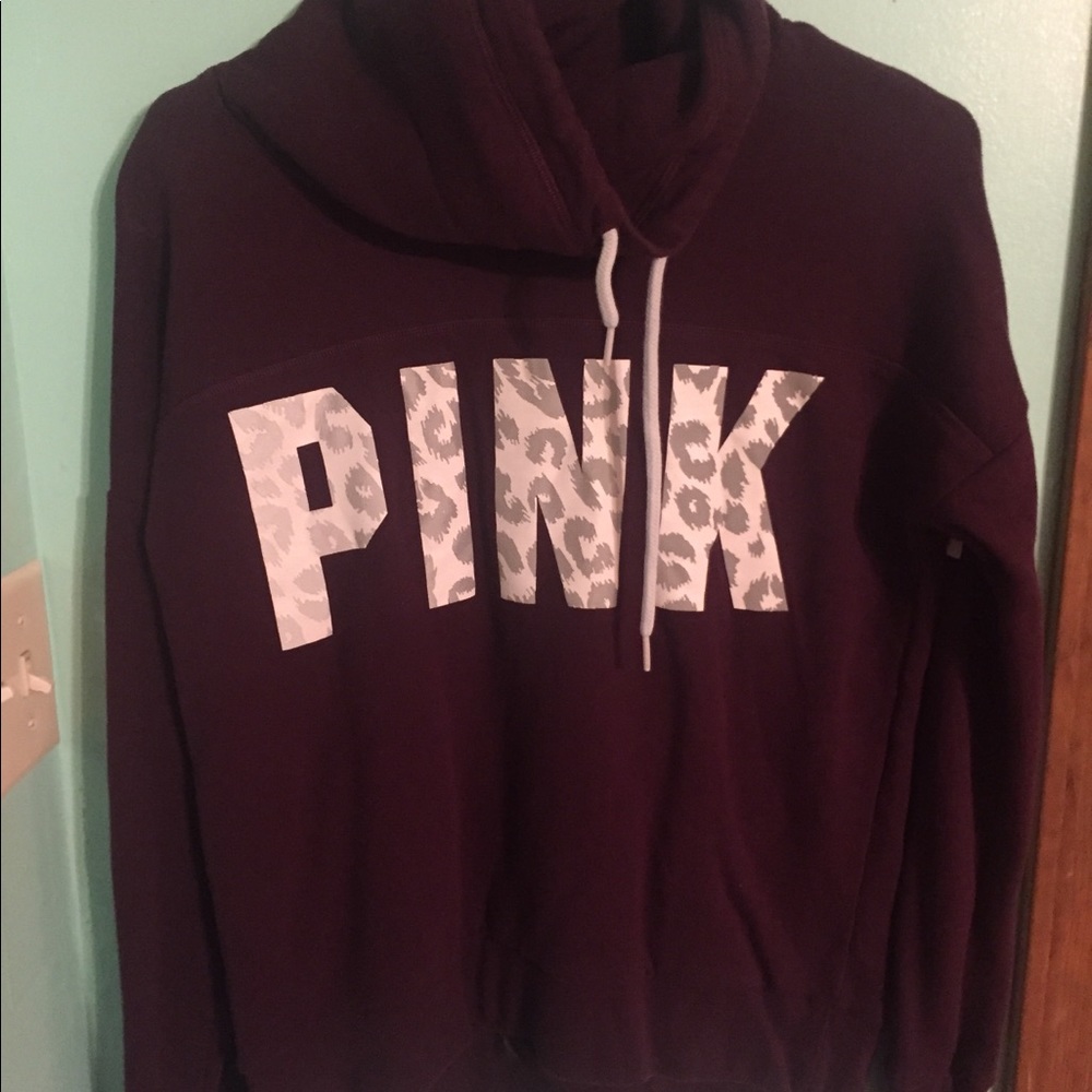 Vs pink maroon cheetah cowl neck